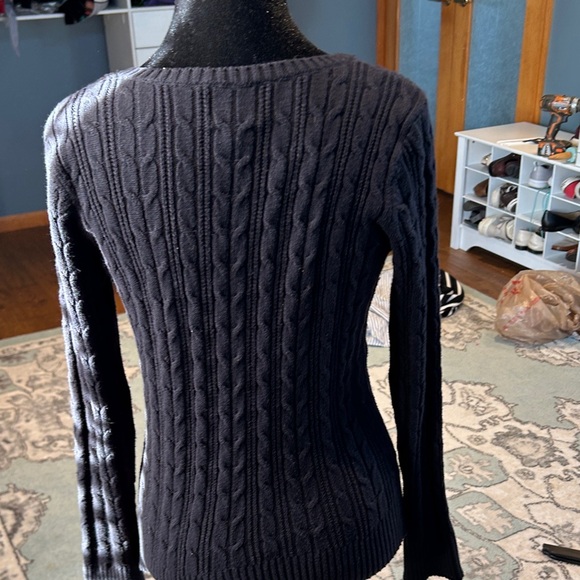 St. John's Bay Women's Charcoal V-Neck Sweater - Picture 3 of 3